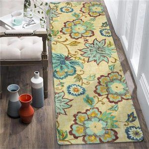 NEW Beige Floral Area Runner Rug Deocr